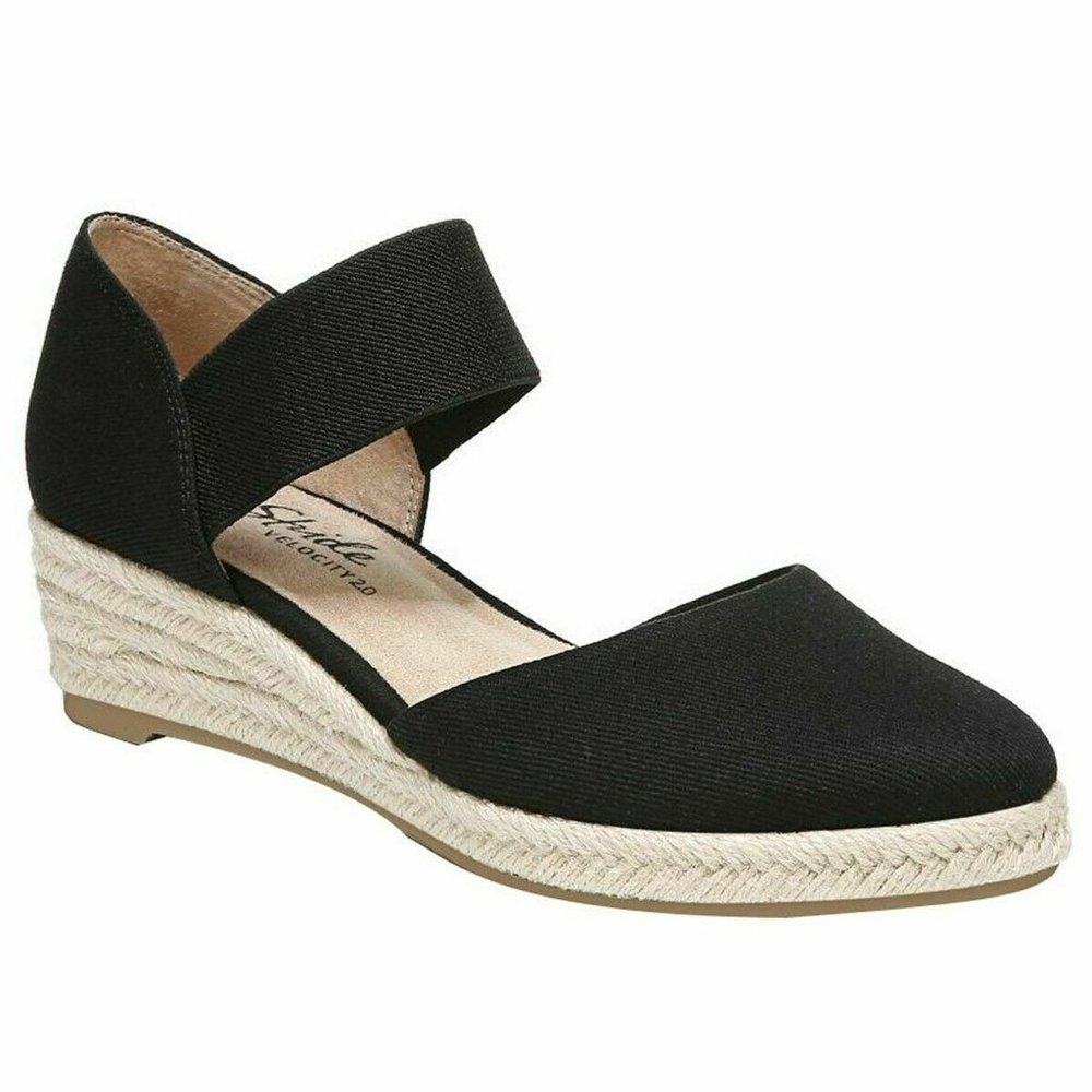 Life Stride Velocity 2.0 Women's Kaylee Espadrille Wedge Sandal --Black - Picture 3 of 6
